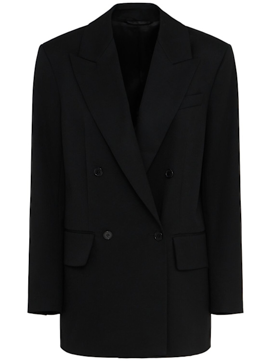 Annagreta: Nora double breasted wool twill blazer - Black - women_0 | Luisa Via Roma