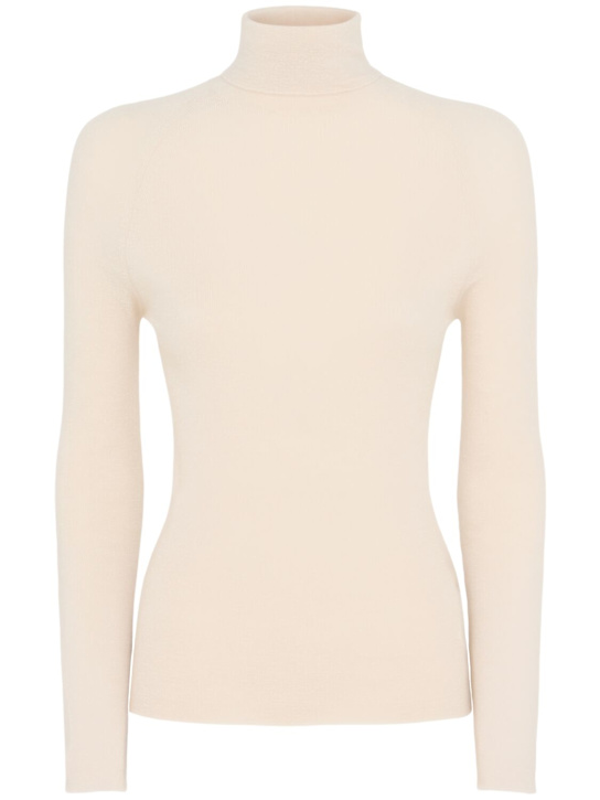 Annagreta: Audrey rib knit wool turtleneck sweater - Off White - women_0 | Luisa Via Roma