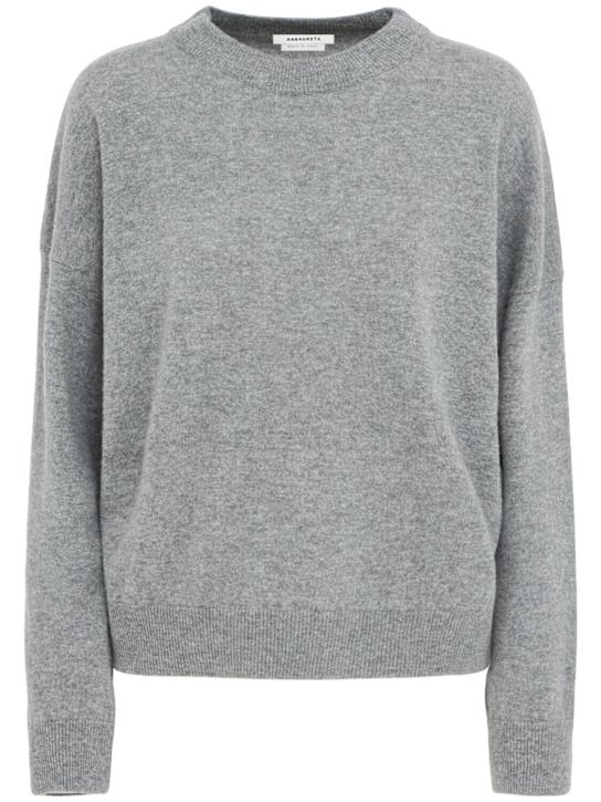 Annagreta: Dalia wool knit crewneck sweater - Grey - women_0 | Luisa Via Roma