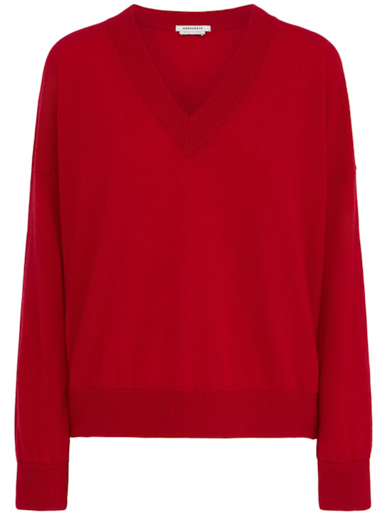 Annagreta: Evelyn wool knit V-neck sweater - Red - women_0 | Luisa Via Roma