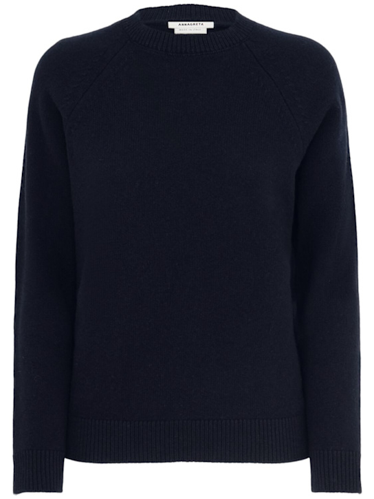Annagreta: Ida ウールニット クルーネックセーター - ブルー - women_0 | Luisa Via Roma