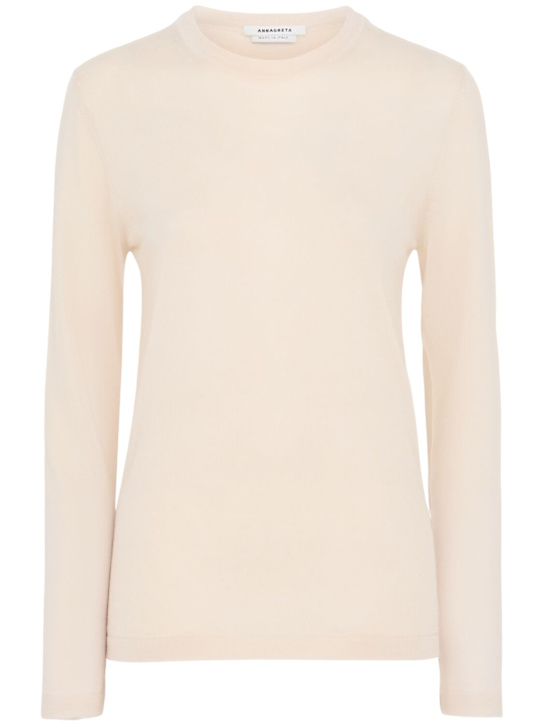 Annagreta: Anna ウールニット クルーネックセーター - オフホワイト - women_0 | Luisa Via Roma