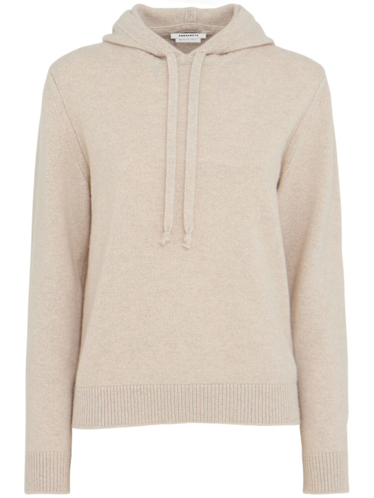 Annagreta: Giada wool knit hoodie - Beige - women_0 | Luisa Via Roma