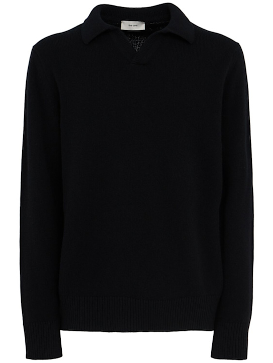 The Core: Wool knit polo sweater - Black - men_0 | Luisa Via Roma
