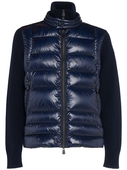 Moncler Grenoble: Nylon & virgin wool down zip-up cardigan - men_0 | Luisa Via Roma
