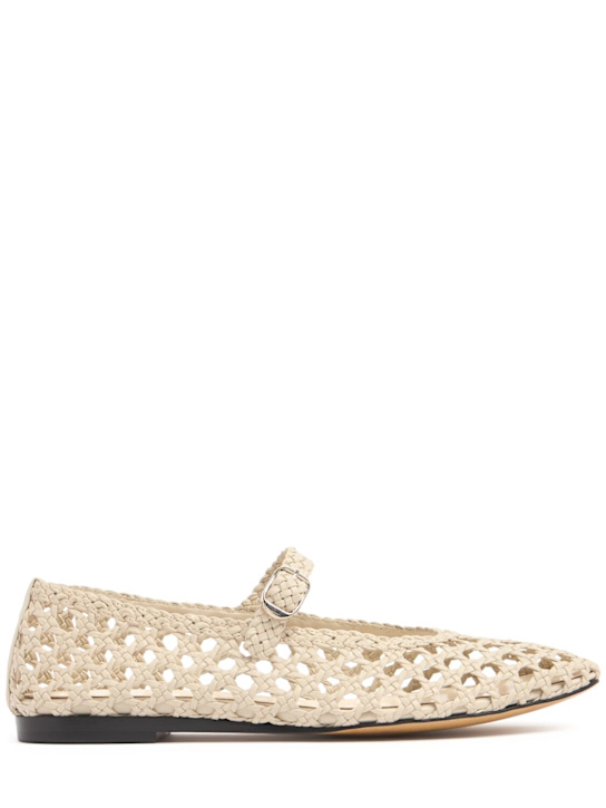 Le Monde Beryl: 10mm Woven leather Mary Jane flats - Ecru - women_0 | Luisa Via Roma