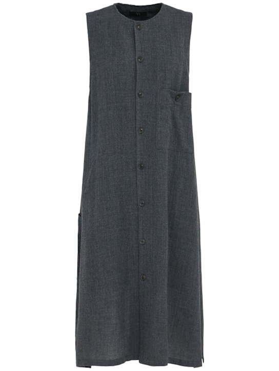 Yohji Yamamoto: S-long wool dress w/ pocket - Grey - women_0 | Luisa Via Roma