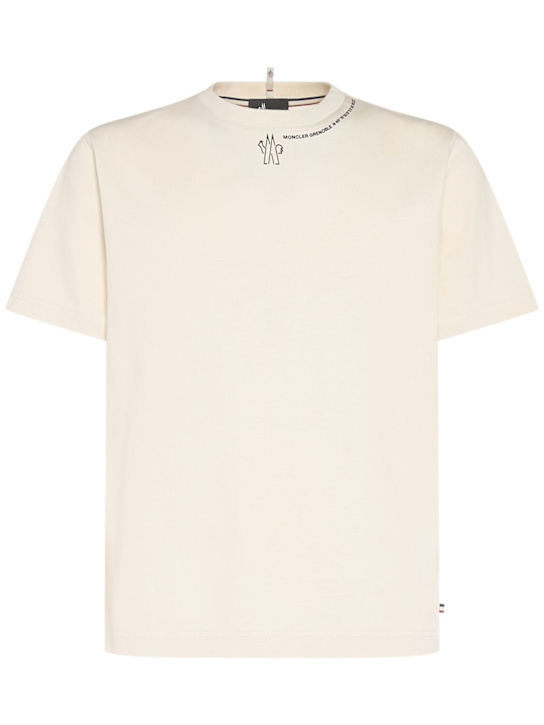 Moncler Grenoble: Logo cotton t-shirt - White - men_0 | Luisa Via Roma