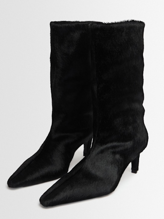Jude: 65mm Cave pony skin mid boots - Black - women_1 | Luisa Via Roma