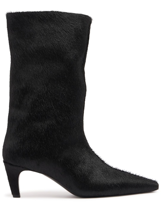 Jude: 65mm Cave pony skin mid boots - Black - women_0 | Luisa Via Roma