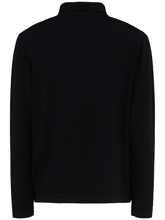 The Core: Lightweight wool knit polo - Black - men_1 | Luisa Via Roma