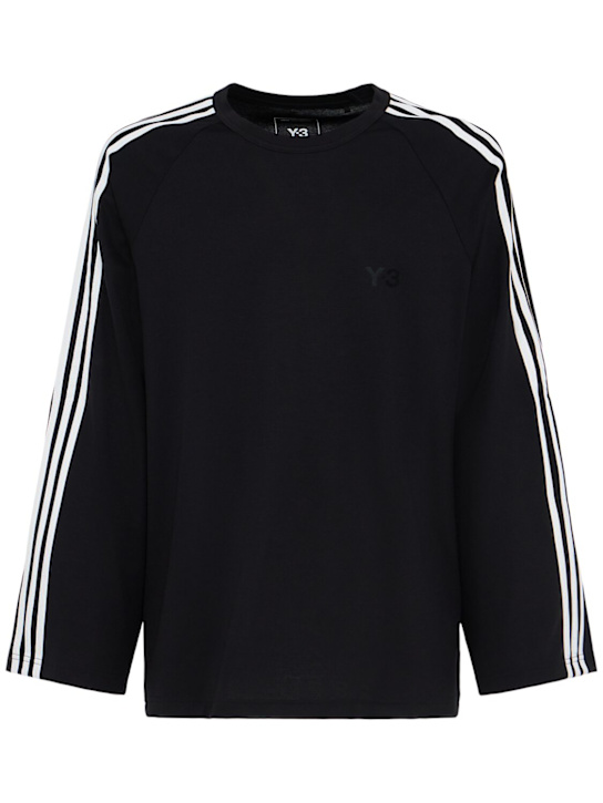 Y-3: Wire wool blend long sleeve t-shirt - Black - men_0 | Luisa Via Roma