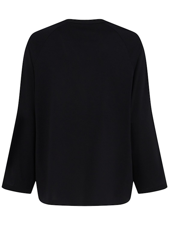 Y-3: Wire wool blend long sleeve t-shirt - Black - men_1 | Luisa Via Roma