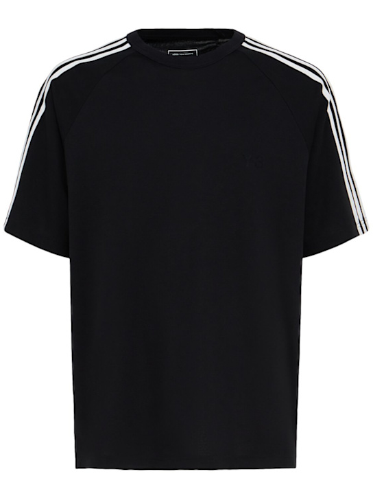 Y-3: Wire wool blend t-shirt - Black - men_0 | Luisa Via Roma