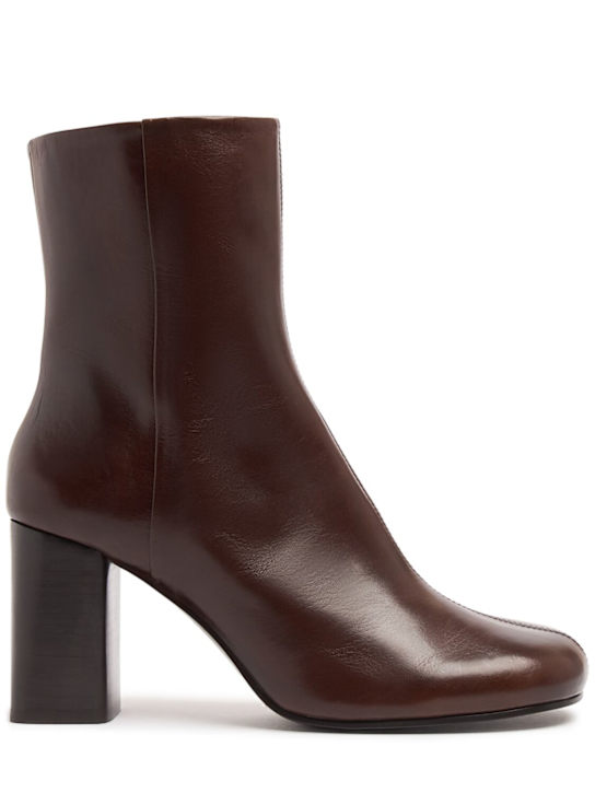 Lemaire: 80mm Anatomic leather boots - Ristretto - women_0 | Luisa Via Roma