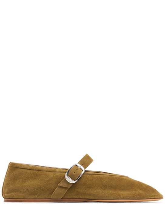 Le Monde Beryl: 10mm Stella suede ballerina flats - Khaki - women_0 | Luisa Via Roma