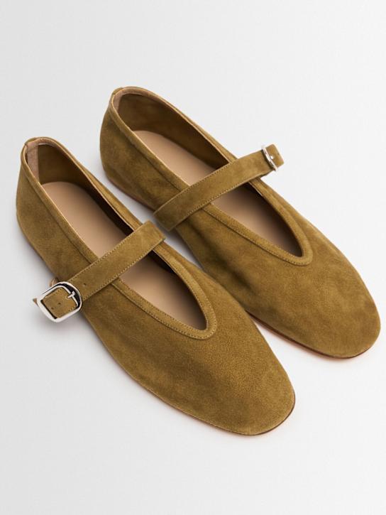 Le Monde Beryl: 10mm Stella suede ballerina flats - Khaki - women_1 | Luisa Via Roma
