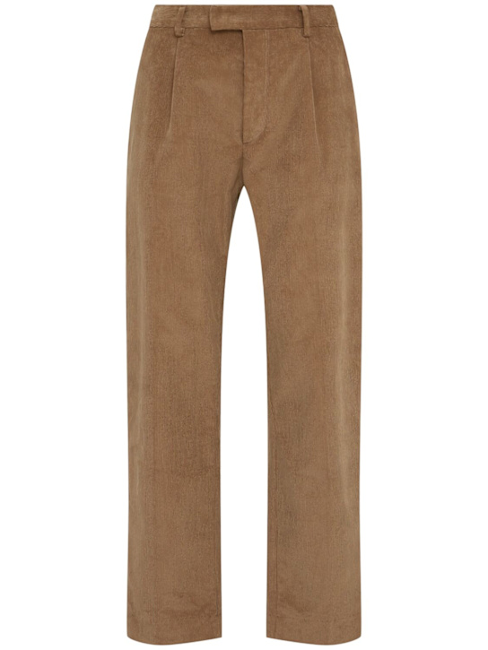 The Core: Straight leg cotton blend corduroy pants - カーキ - men_0 | Luisa Via Roma