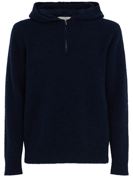 The Core: 半长拉链开合羊毛针织连帽卫衣 - 蓝色 - men_0 | Luisa Via Roma