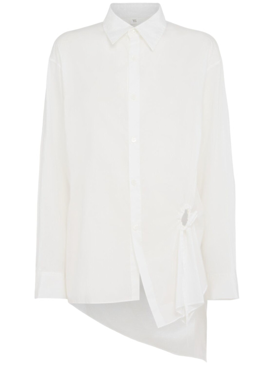 Yohji Yamamoto: Y-circle gathered cotton shirt - White - women_0 | Luisa Via Roma