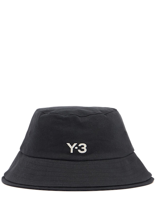 Y-3: 3 Stripes cotton bucket hat - Black - men_0 | Luisa Via Roma
