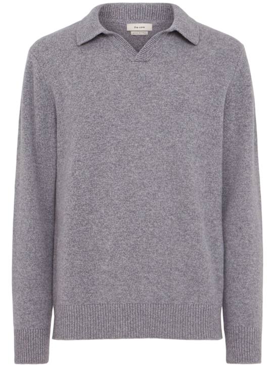 The Core: Wool knit polo sweater - Grey - men_0 | Luisa Via Roma