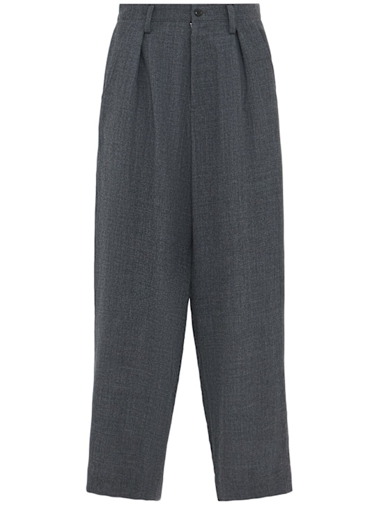 Yohji Yamamoto: U-1 tucked wool wide pants - women_0 | Luisa Via Roma