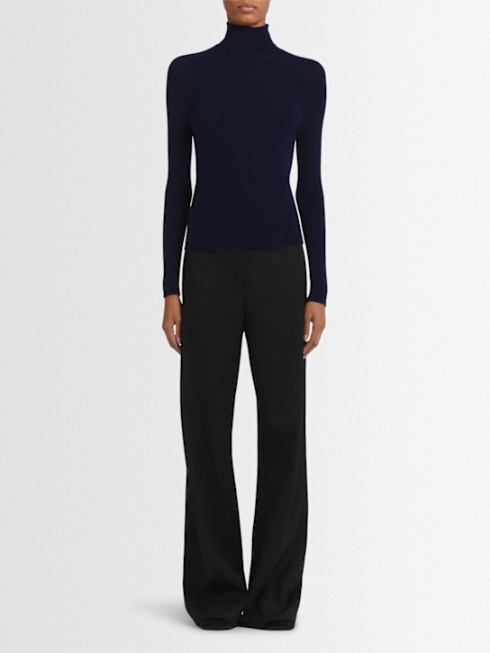 Annagreta: Audrey rib knit wool turtleneck sweater - Blue - women_1 | Luisa Via Roma