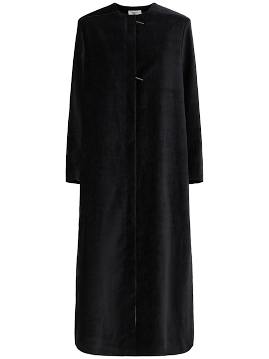 Forte_forte: Double velvet viscose blend coat - women_0 | Luisa Via Roma
