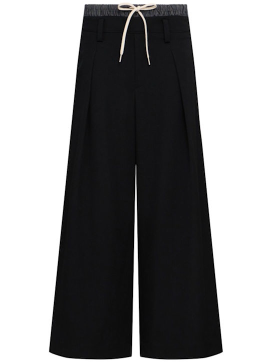 Yohji Yamamoto: Layered gabardine wide leg pants - women_0 | Luisa Via Roma