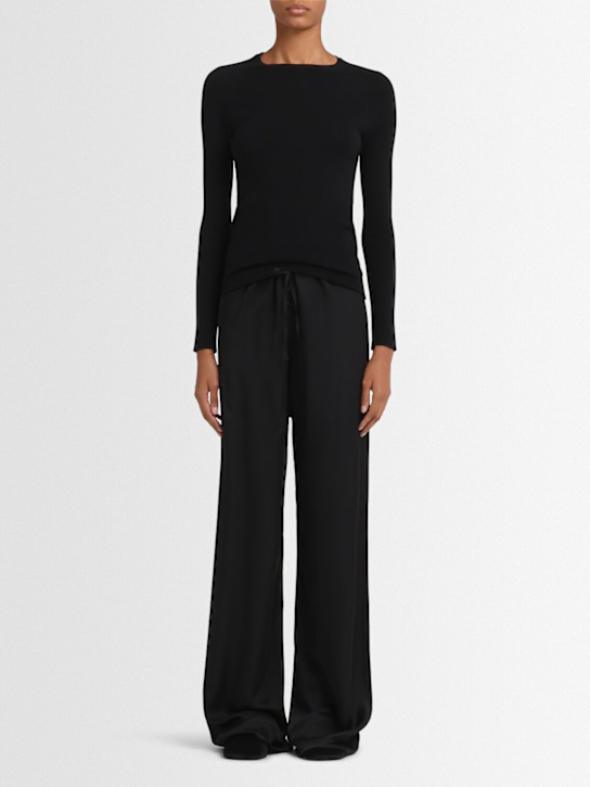 Annagreta: Ada rib knit wool crewneck sweater - Black - women_1 | Luisa Via Roma