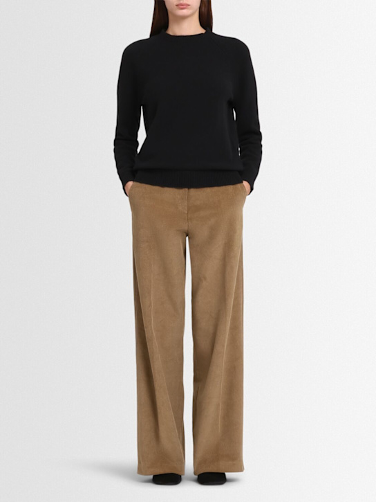 Annagreta: Ida wool knit raglan crewneck sweater - Black - women_1 | Luisa Via Roma