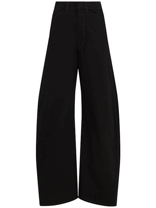 Lemaire: High waist curved cotton pants - Black - women_0 | Luisa Via Roma