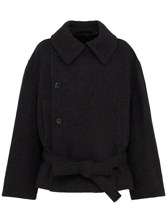 Lemaire: Short asymmetrical wool blend coat - women_0 | Luisa Via Roma