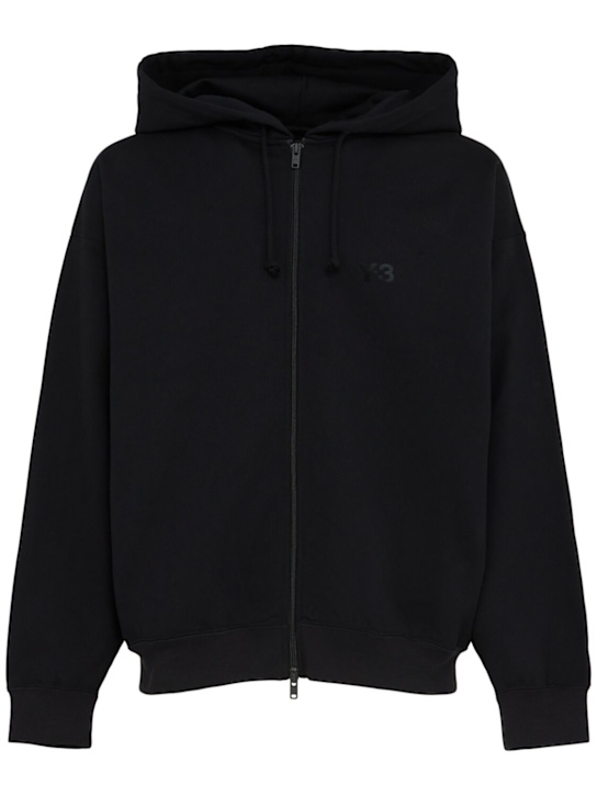 Y-3: Cotton blend zip hoodie - men_0 | Luisa Via Roma