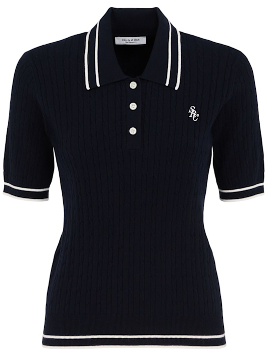 Sporty & Rich: SRC Mini cable knit polo - women_0 | Luisa Via Roma