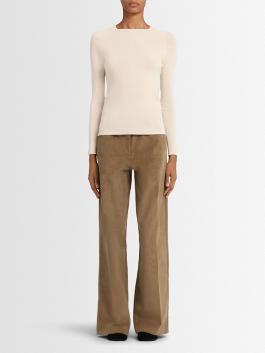 Annagreta: Ada リブニット ウールクルーネックセーター - オフホワイト - women_1 | Luisa Via Roma