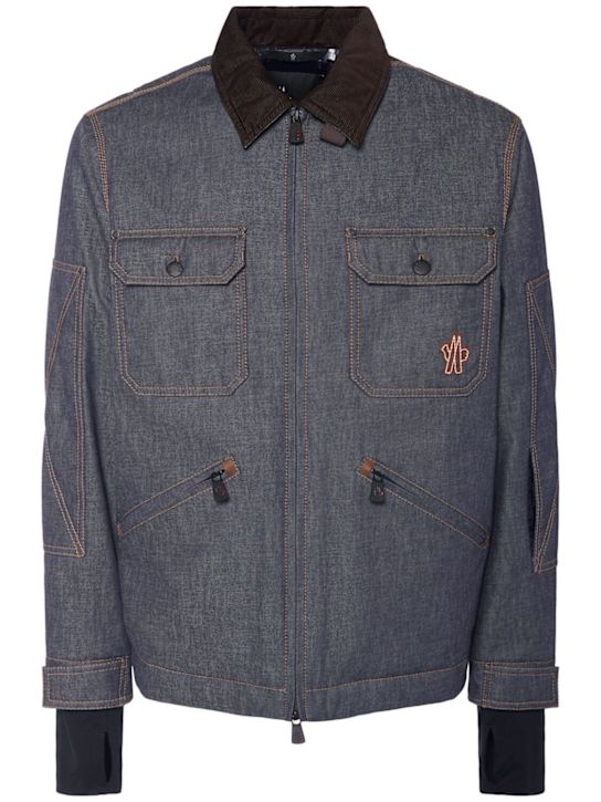Moncler Grenoble: Croatan cotton denim down shirt jacket - men_0 | Luisa Via Roma