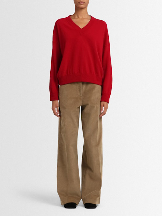 Annagreta: Evelyn wool knit V-neck sweater - Red - women_1 | Luisa Via Roma