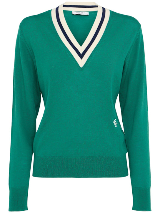 Sporty & Rich: SRC MinimalistウールVネックセーター - women_0 | Luisa Via Roma