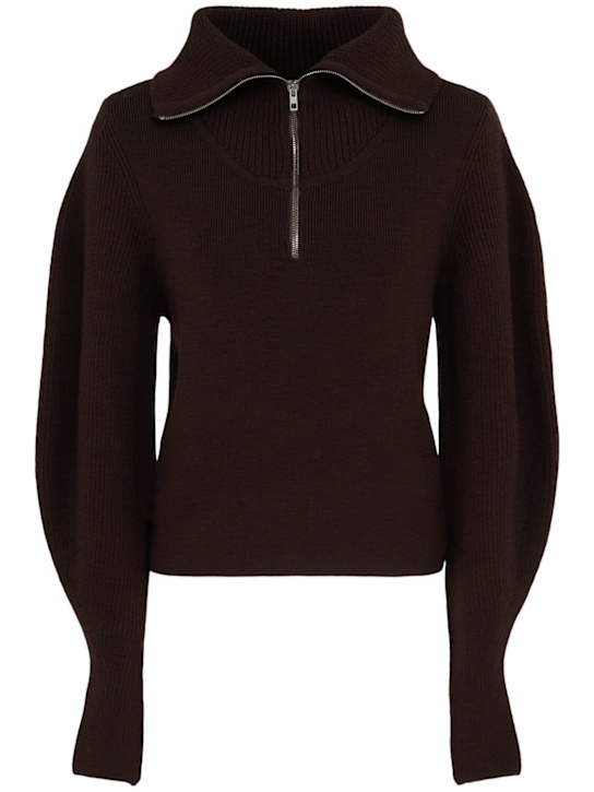 Lemaire: Suéter de lana con cremallera - Morado - women_0 | Luisa Via Roma