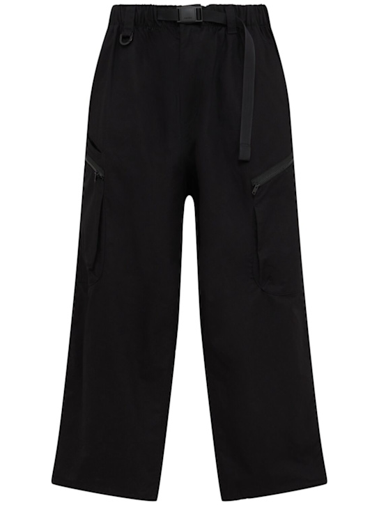 Y-3: Hemp blend twill cargo pants - men_0 | Luisa Via Roma