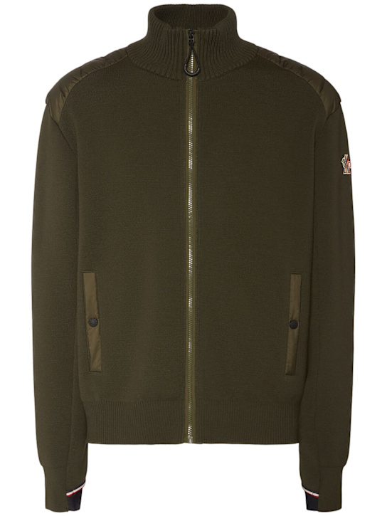 Moncler Grenoble: Zip-up virgin wool down cardigan - men_0 | Luisa Via Roma