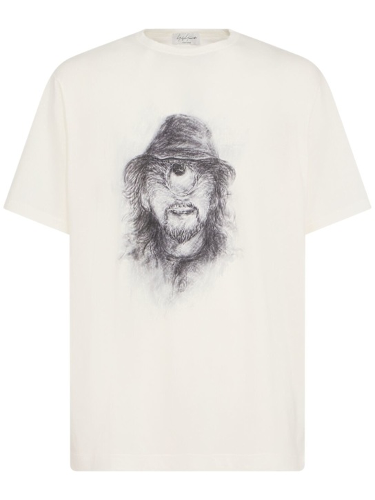 Yohji Yamamoto: Camiseta de algodón estampada - men_0 | Luisa Via Roma