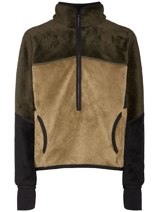 Moncler Grenoble: Polartec half-zip sweatshirt - グリーン/ブラウン - men_0 | Luisa Via Roma