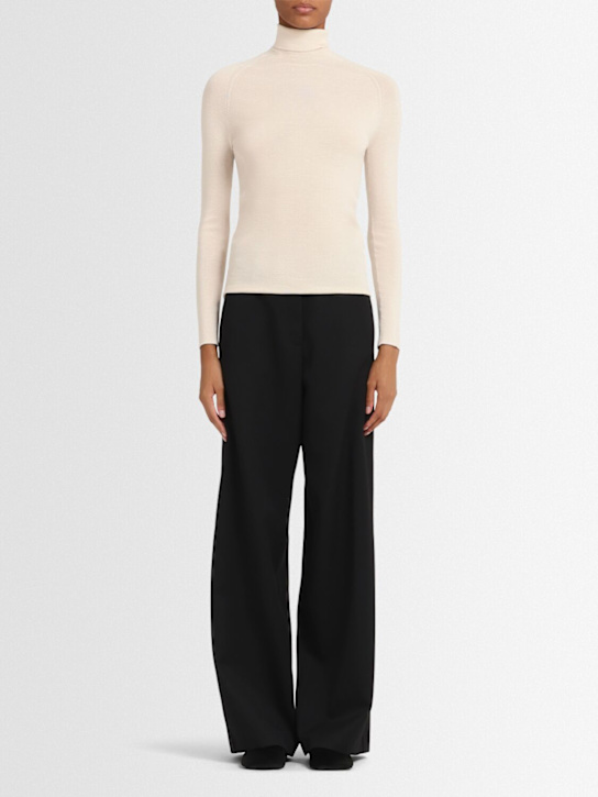 Annagreta: Audrey rib knit wool turtleneck sweater - Off White - women_1 | Luisa Via Roma