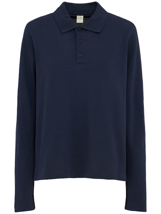 Flore Flore: Diana long sleeve cotton polo t-shirt - Navy - women_0 | Luisa Via Roma