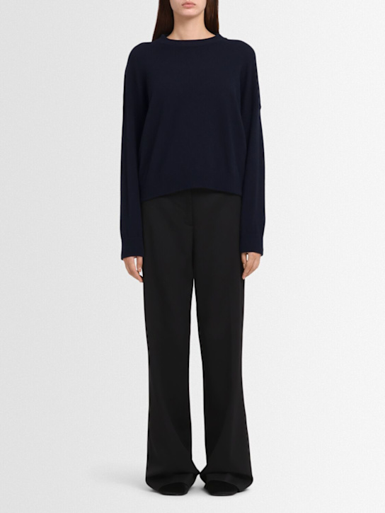 Annagreta: Dalia wool knit crewneck sweater - Blue - women_1 | Luisa Via Roma