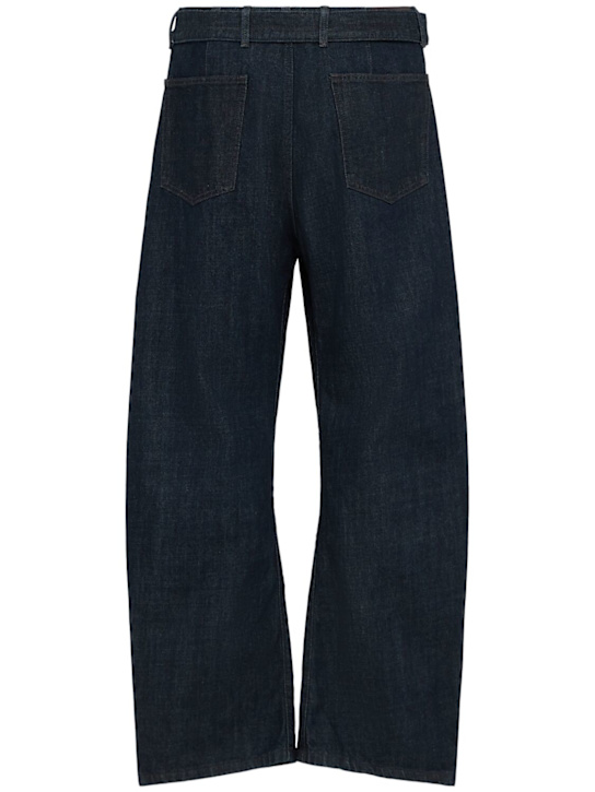 Lemaire: Twisted cotton denim belted pants - men_1 | Luisa Via Roma