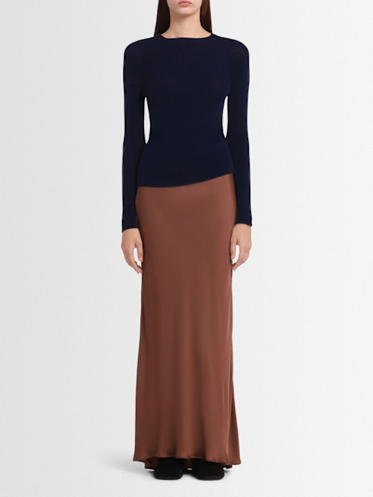 Annagreta: Ada リブニット ウールクルーネックセーター - ブルー - women_1 | Luisa Via Roma